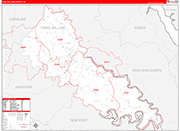 King William County Wall Map Red Line Style